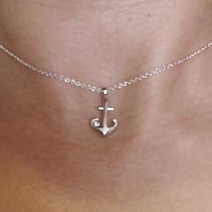 SS Anchor with Diamond Necklace